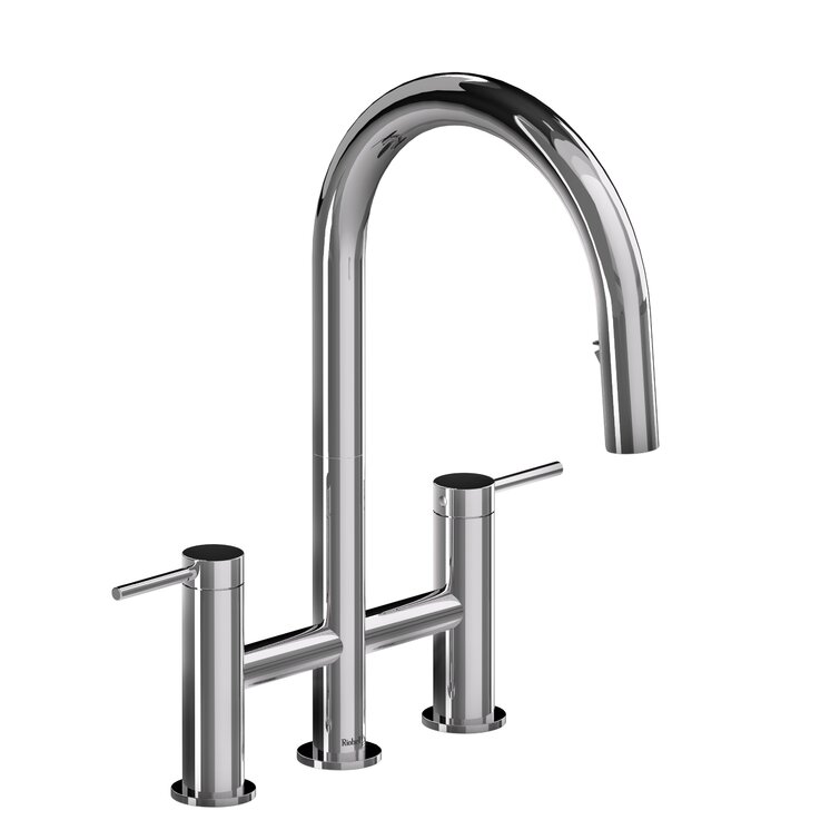 Azure%C2%99 Pull Down Bridge Faucet With Boomerang%C2%99 Fully Retractable Spray Technology 